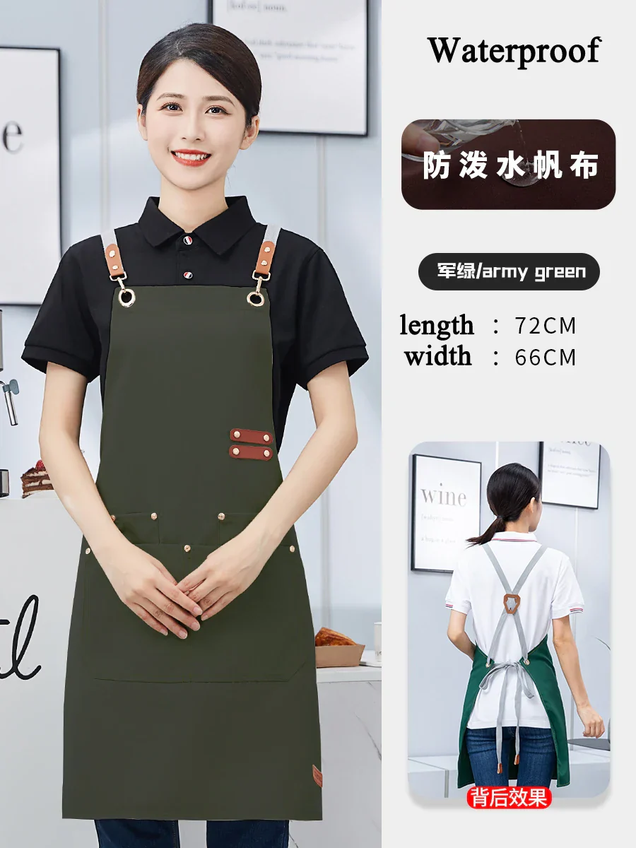 Custom Apron Waterproof Canvas Bib Apron With Adjustable Leather Look Straps Hospitality Fall 2025 Personalized Logo - Image 10