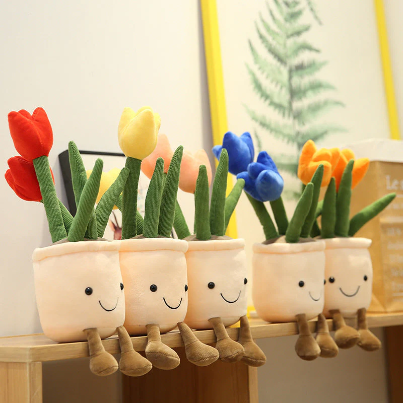 Cute Flower Doll Decoration Plush Toy - 35cm Tulip Bouquet for Living Room, Gift Idea - Image 2