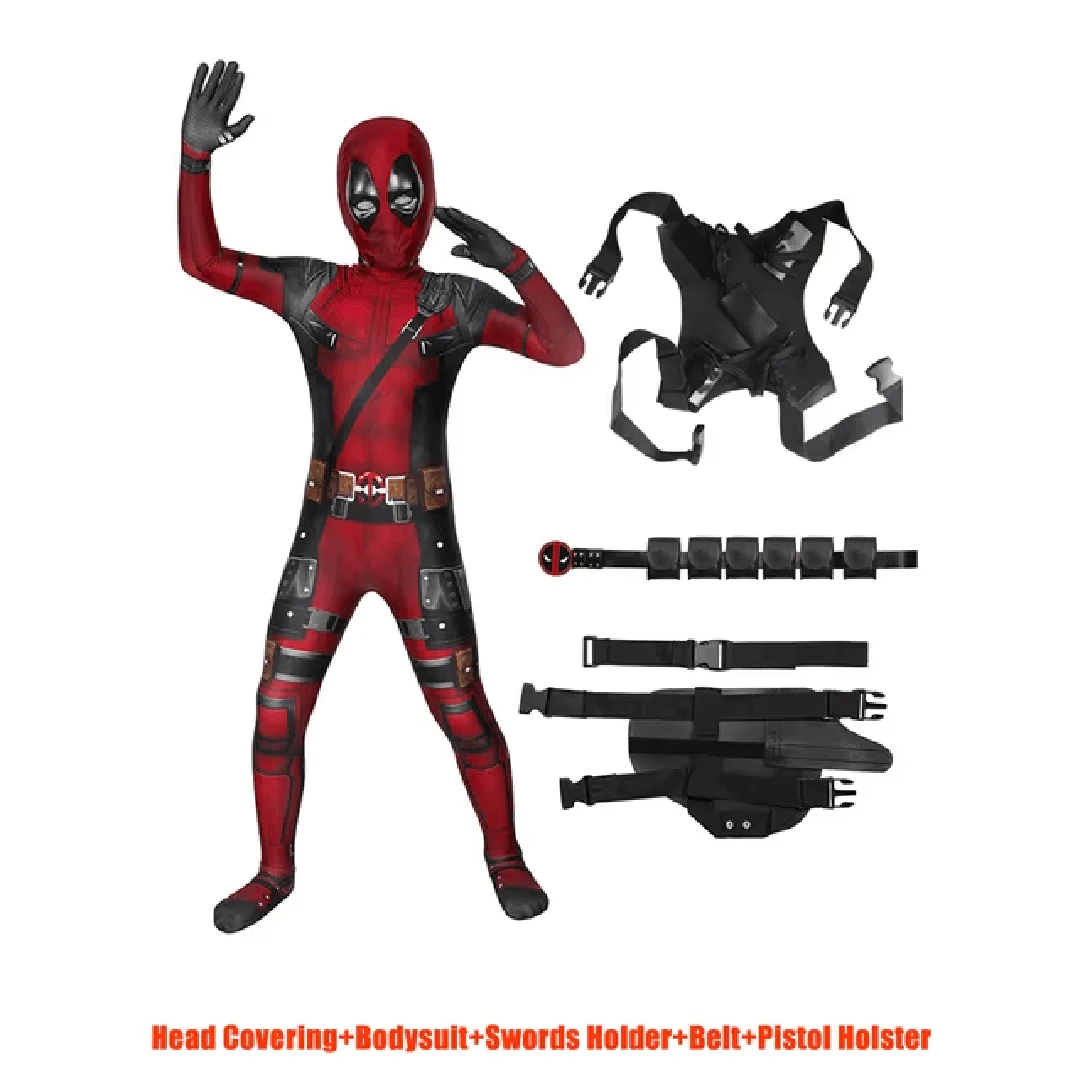 Adult & Kids Deadpool Costume with Mask and Accessories - Marvel Superhero Outfit for Halloween - Image 10