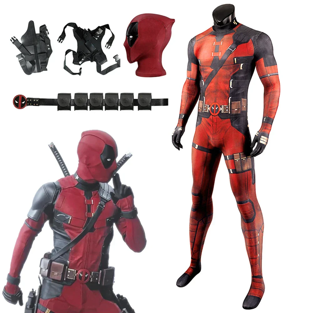 Adult & Kids Deadpool Costume with Mask and Accessories - Marvel Superhero Outfit for Halloween - Image 2