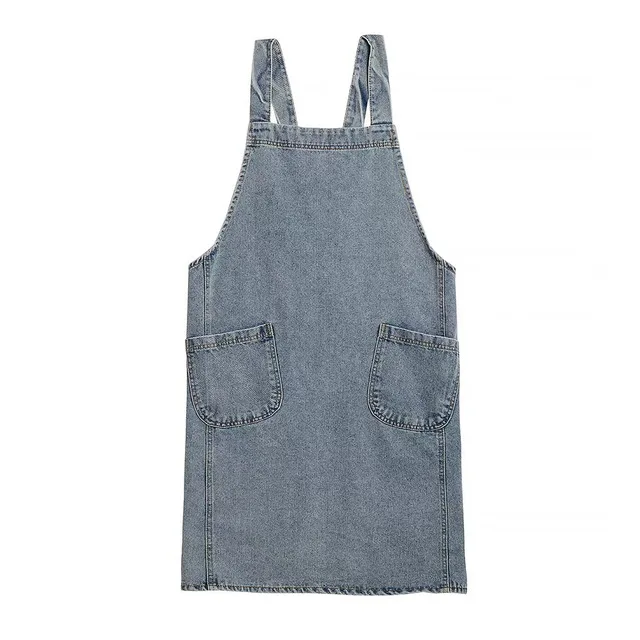 Denim Apron Washed Cotton Canvas Korean Dress Apron Fall 2025 Kitchen Garden Cooking Apron With Pockets - Image 7