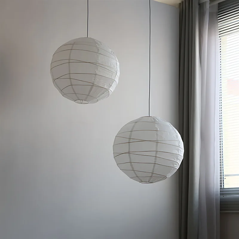 Japandi Wabi Sabi Round Pendant Light E27 LED Hanging Cozy Lamp - Image 3