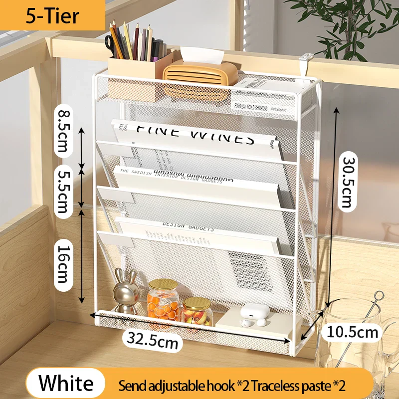 Desk File Organizer 5-Tier Mesh Vertical Wall Mount Desktop Mail Sorter Back To School 2025 Space Saving - Image 9