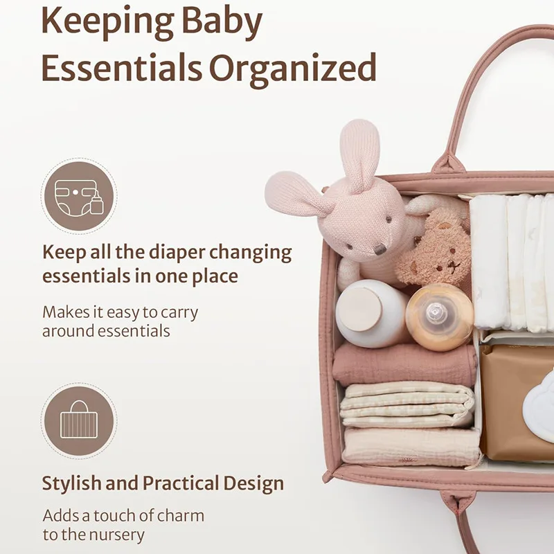 Diaper Organizer Portable Foldable Caddy Tote Fall 2025 High Capacity No Zipper Quick Access Baby Care - Image 3