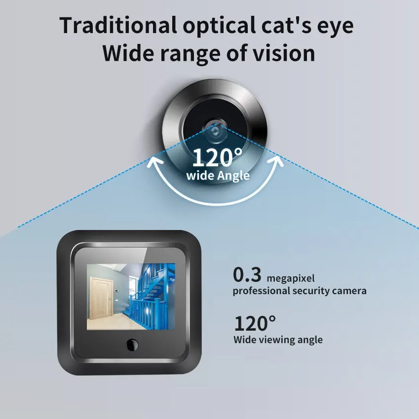 Digital Door Viewer 2.4 Inch LCD Peephole Camera Smart Home 2025 120 Degree Wide Angle HD Security Monitor - Image 3