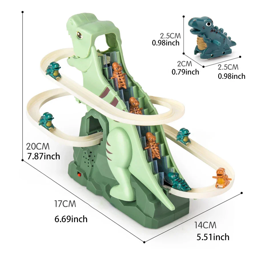 Dinosaur Climbing Slide Music Toy with 3 Dinosaurs for Kids, Fun Electric Slide Car, Halloween and Christmas Gift - Image 7