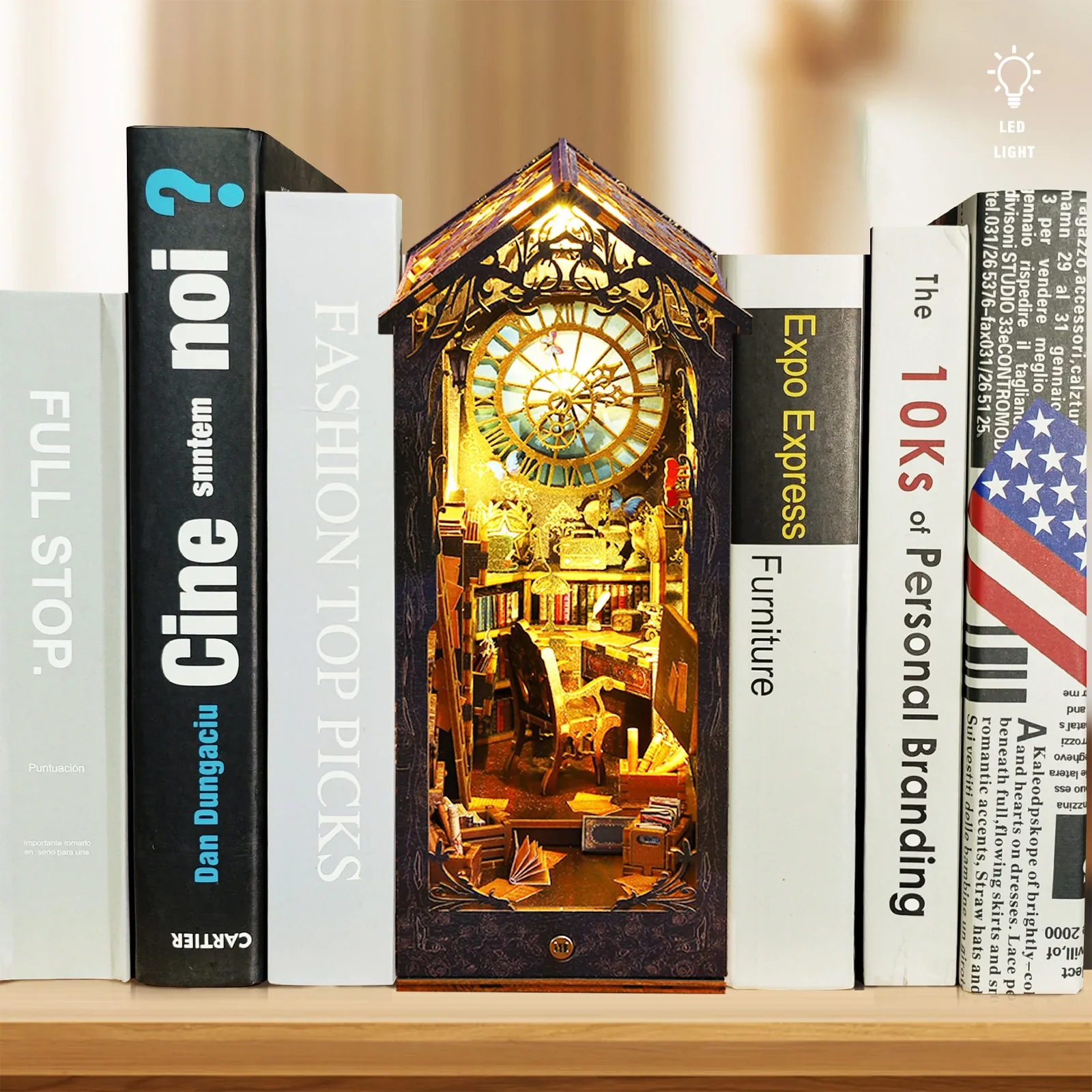 DIY Book Nook Kit 3D Wooden Bookshelf Miniature Model - Image 3