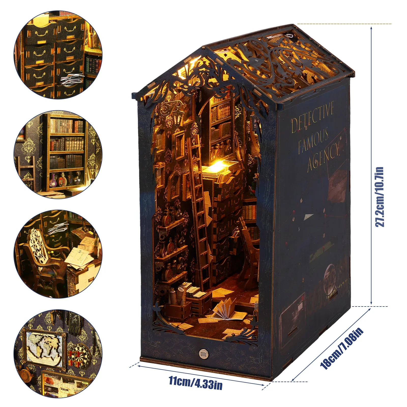 DIY Book Nook Kit 3D Wooden Bookshelf Miniature Model - Image 6
