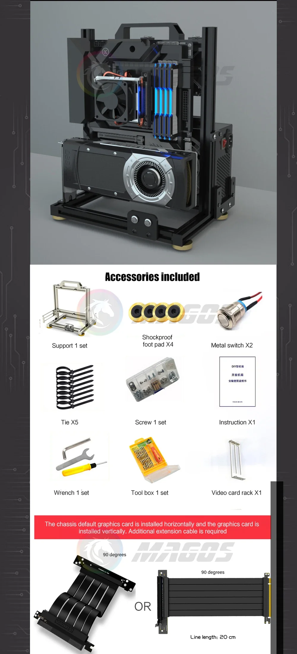 Open Frame PC Case Modular ATX MATX ITX Aluminum Rack - Image 12