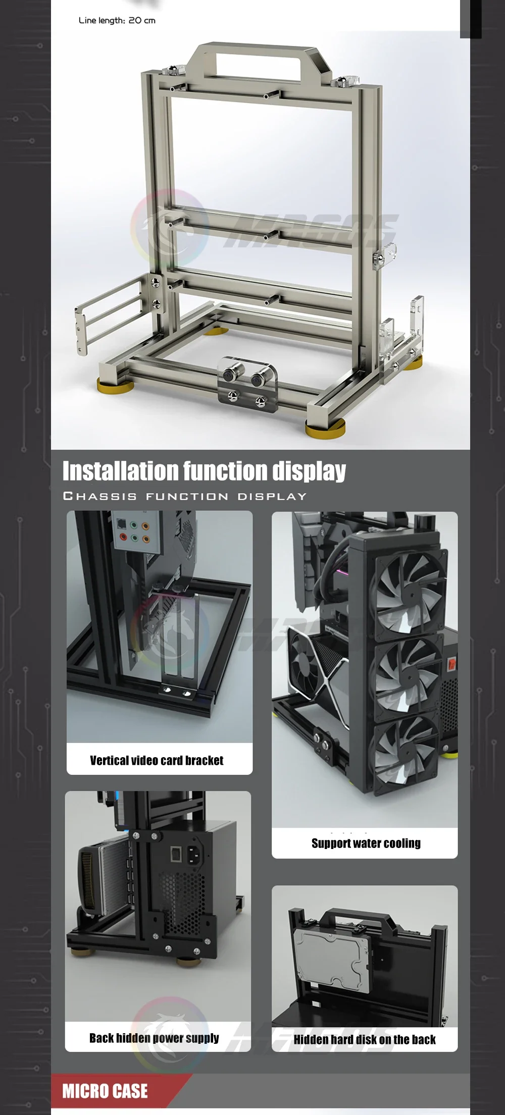 Open Frame PC Case Modular ATX MATX ITX Aluminum Rack - Image 13
