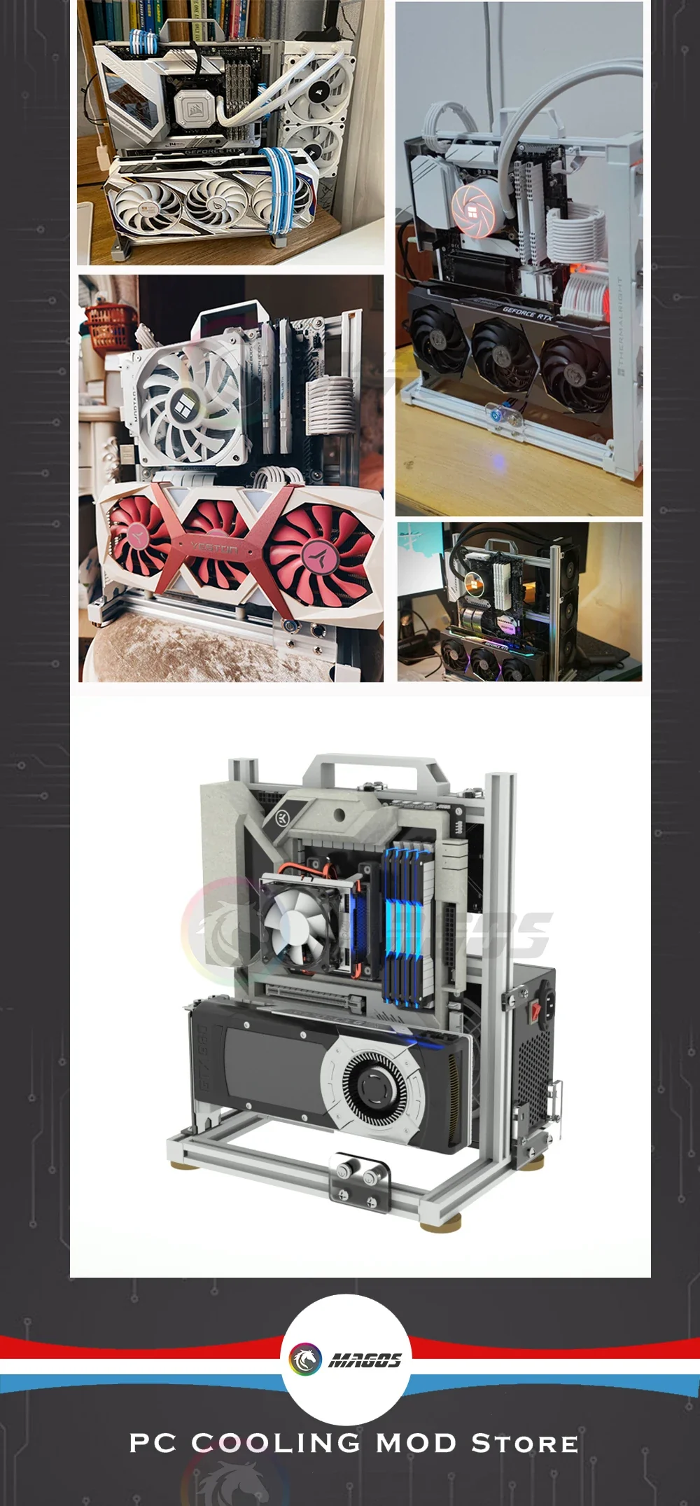 Open Frame PC Case Modular ATX MATX ITX Aluminum Rack - Image 16