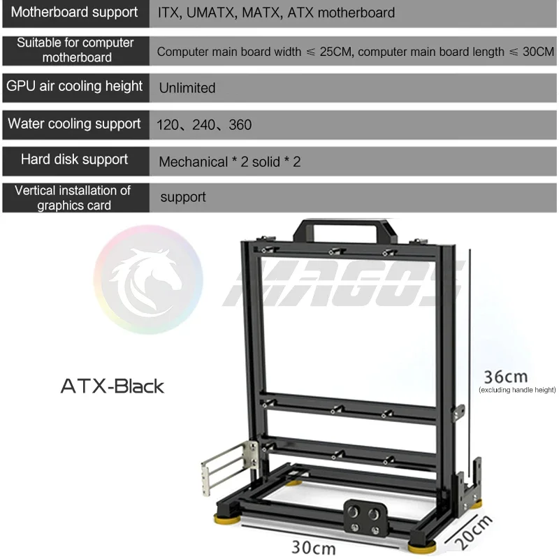 Open Frame PC Case Modular ATX MATX ITX Aluminum Rack - Image 23