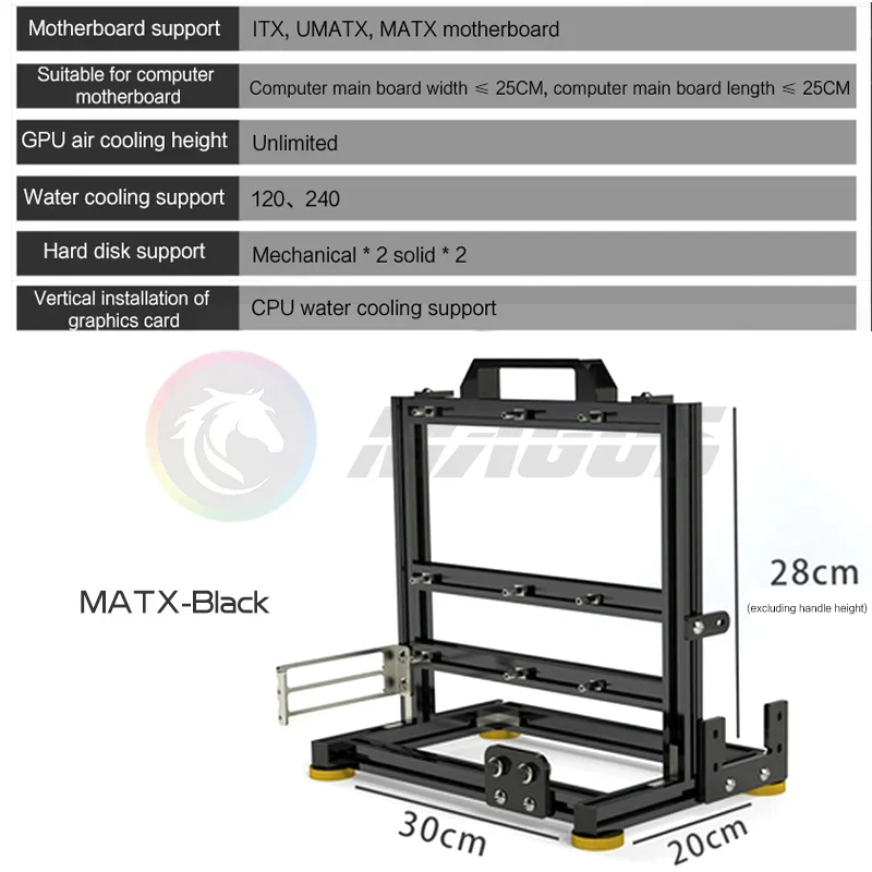 Open Frame PC Case Modular ATX MATX ITX Aluminum Rack - Image 24