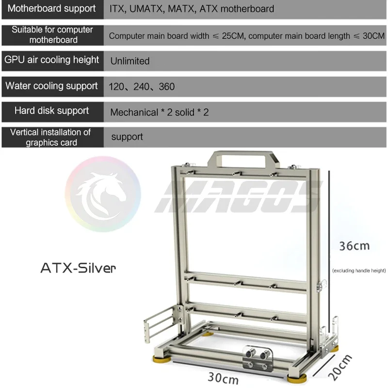 Open Frame PC Case Modular ATX MATX ITX Aluminum Rack - Image 25