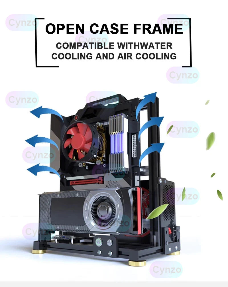 Open Frame ATX PC Case Rack Modular Water Air Cooling - Image 7
