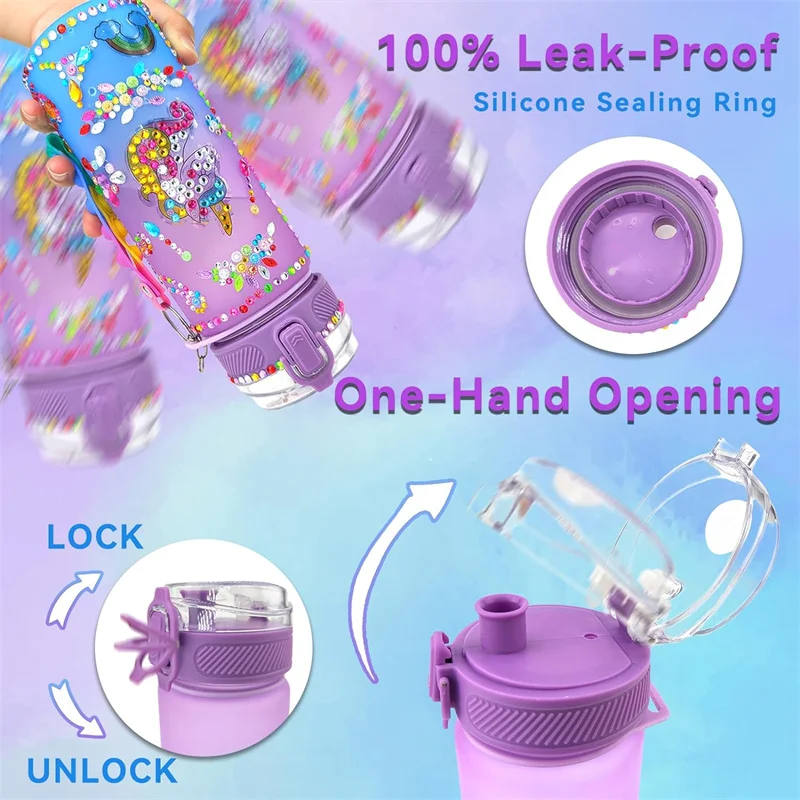 DIY Mermaid & Unicorn Water Bottle Craft Kits for Girls - Fun Arts and Crafts Birthday Gift with Fidget Keychain - Image 3
