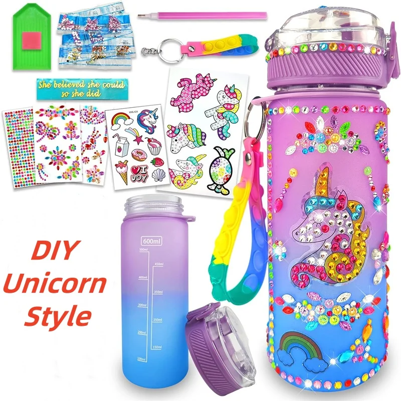DIY Mermaid & Unicorn Water Bottle Craft Kits for Girls - Fun Arts and Crafts Birthday Gift with Fidget Keychain - Image 6