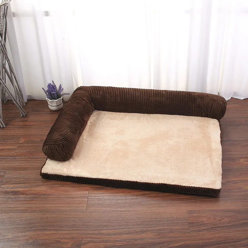 Dog Bed Coral Fleece L Shaped Sofa Bed Fall 2025 Waterproof Bolster Cushion Machine Washable Cozy Support - Image 9
