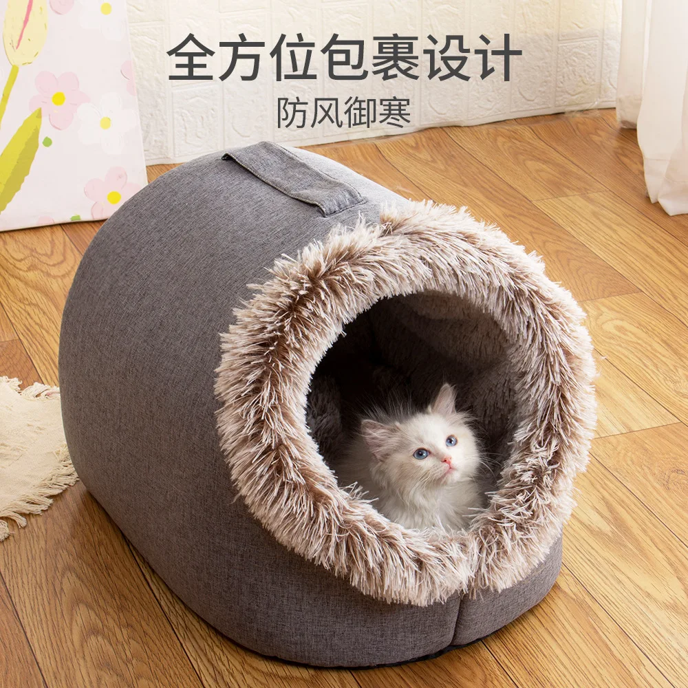Dog Bed Self Warming Cave Pet Bed Indoor Sleeping Tent Winter 2025 Cozy Plush Nest For Small To Medium Pets - Image 4