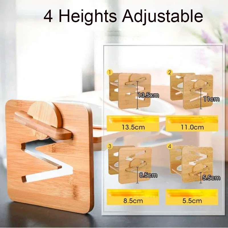 Dog Bowl Stand Adjustable Bamboo Elevated Feeder, Wooden Pet Bowl Holder Fall 2025 Ergonomic Neck Care - Image 3