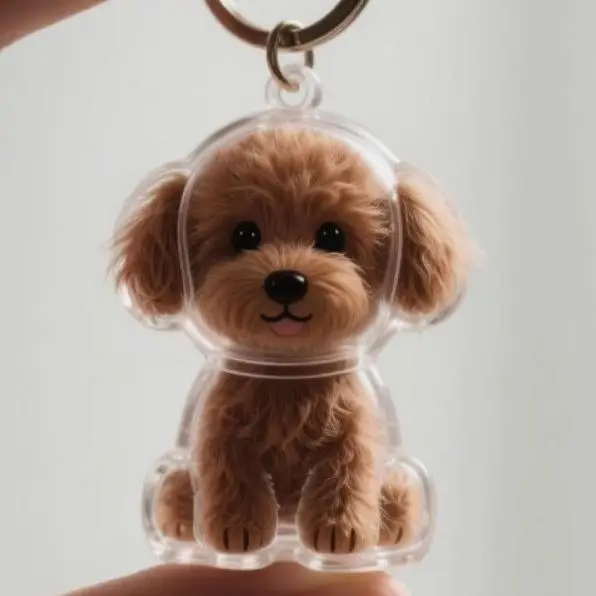 Dog Hair Keepsake Keychain Pendant Clear Resin Charm - Image 13