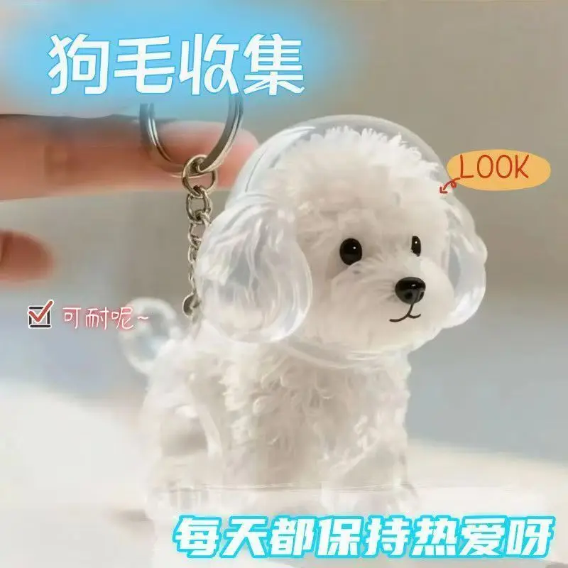 Dog Hair Keepsake Keychain Pendant Clear Resin Charm - Image 15