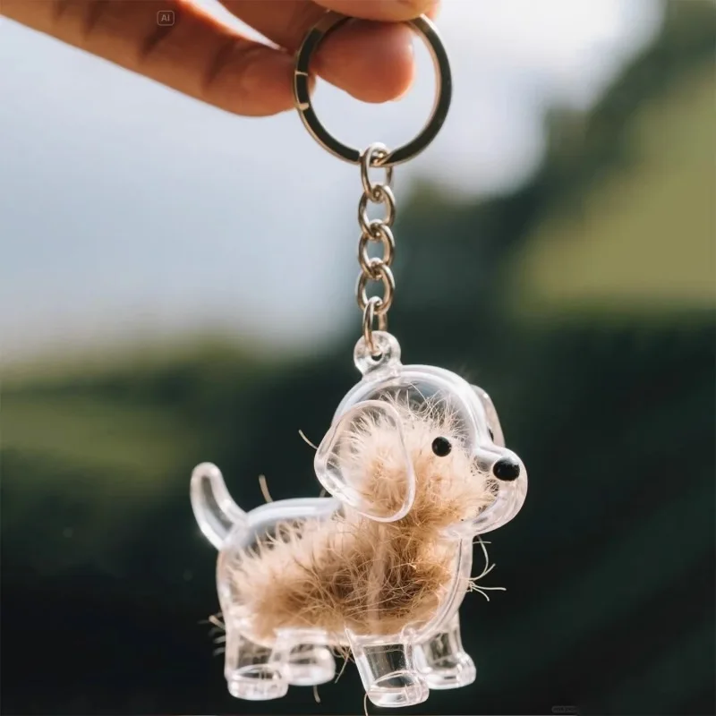 Dog Hair Keepsake Keychain Pendant Clear Resin Charm - Image 23