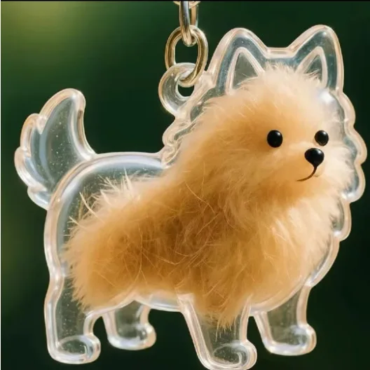 Dog Hair Keepsake Keychain Pendant Clear Resin Charm - Image 28