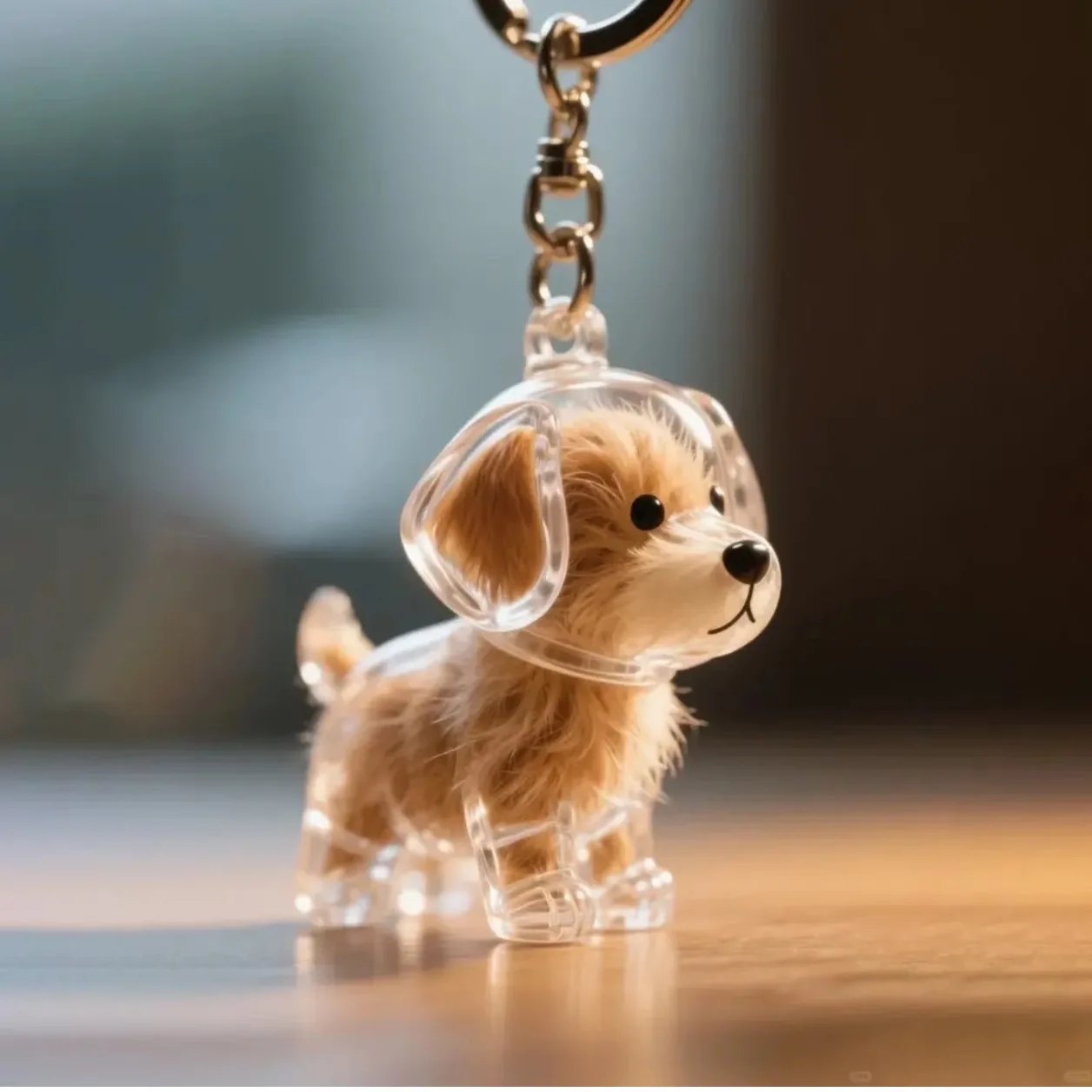 Dog Hair Keepsake Keychain Pendant Clear Resin Charm - Image 4