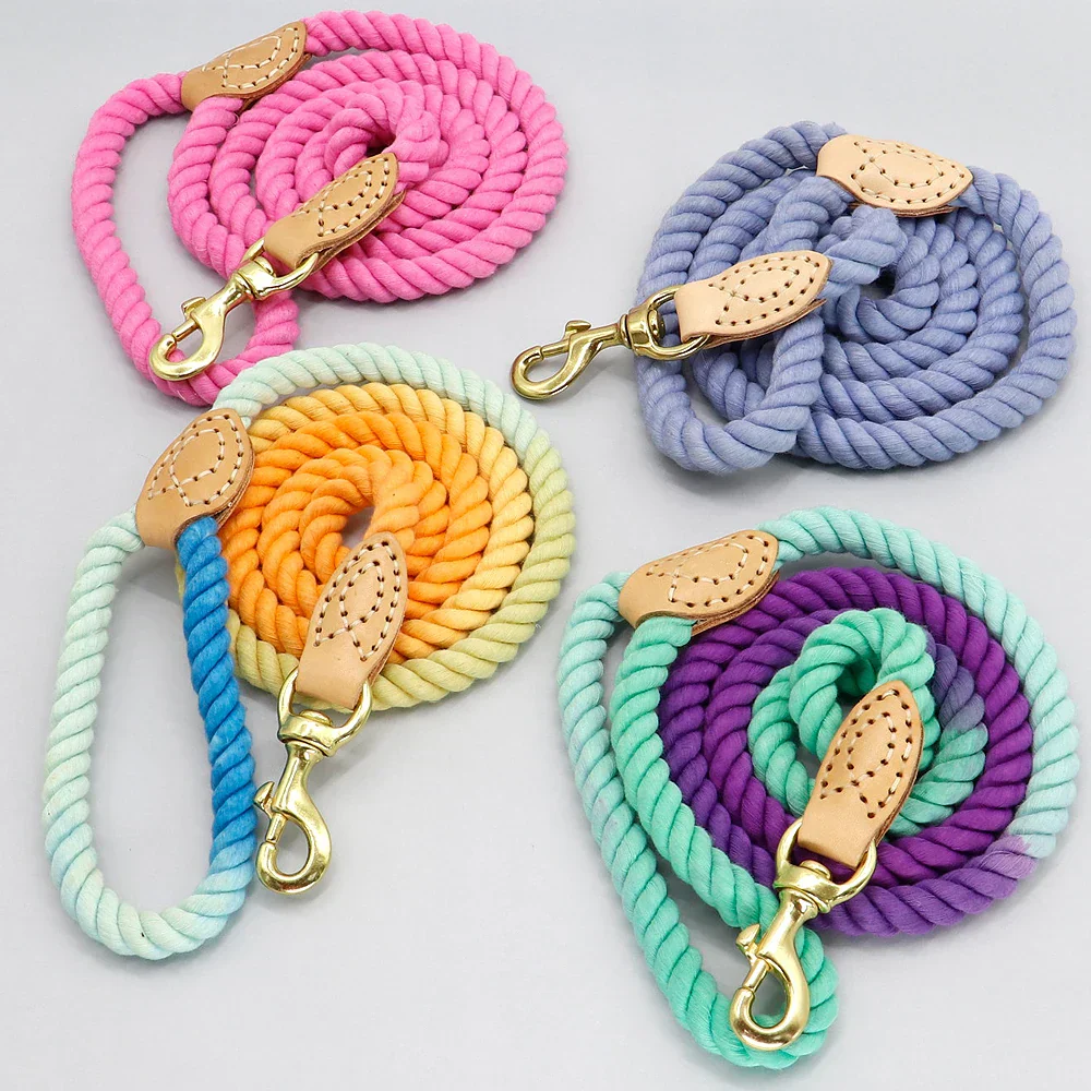 Dog Leash Rope Nylon Heavy Duty Walking Lead Hiking Training Fall 2025 Comfortable Leather Wrapped Grip - Image 3