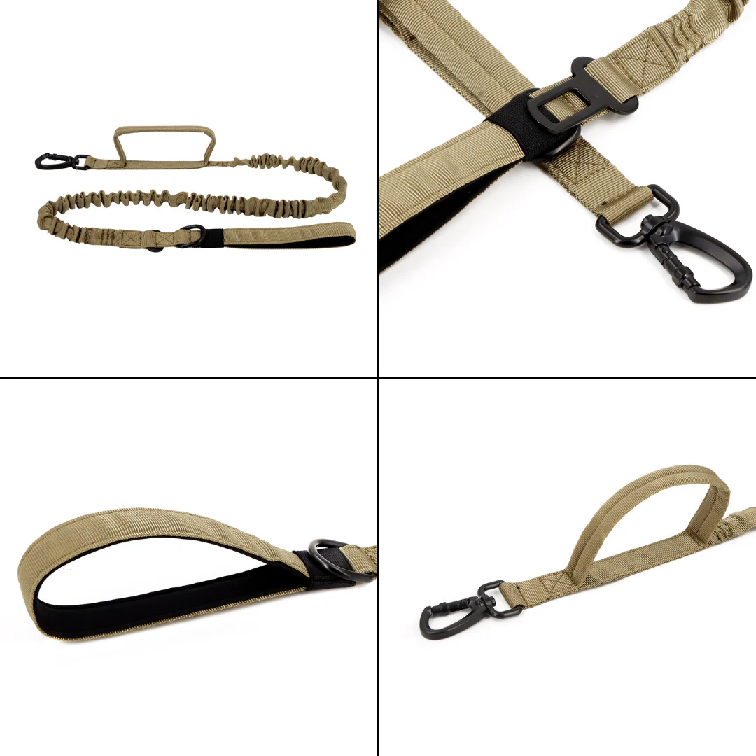 Dog Leash Tactical Fall 2025 Double-Handle Padded Bungee Center 69-Inch Extendable With Seatbelt Attachment - Image 9