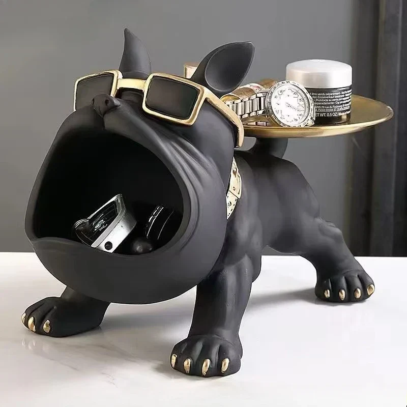 Dog Statue 30cm Bulldog Figurine Storage Box Resin Home Decor Fall 2025 Organizer Gift Idea