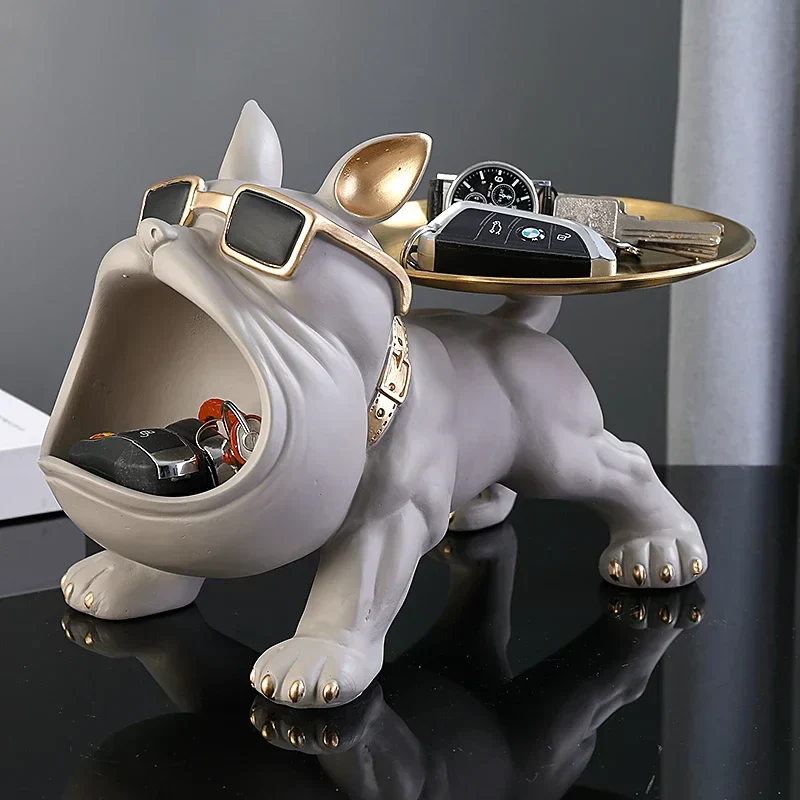 Dog Statue 30cm Bulldog Figurine Storage Box Resin Home Decor Fall 2025 Organizer Gift Idea - Image 2