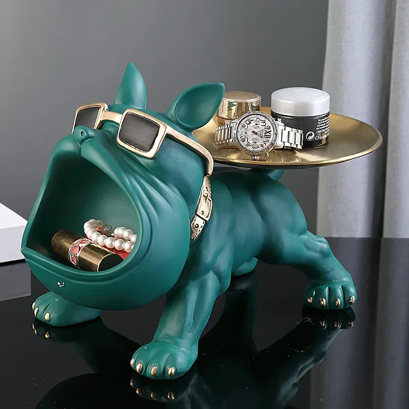 Dog Statue 30cm Bulldog Figurine Storage Box Resin Home Decor Fall 2025 Organizer Gift Idea - Image 3