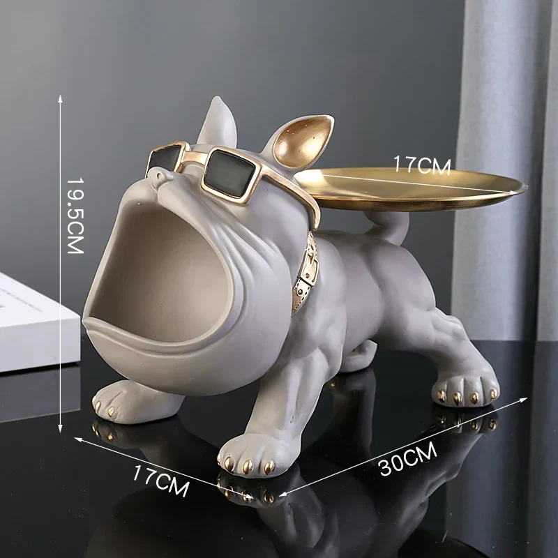 Dog Statue 30cm Bulldog Figurine Storage Box Resin Home Decor Fall 2025 Organizer Gift Idea - Image 7
