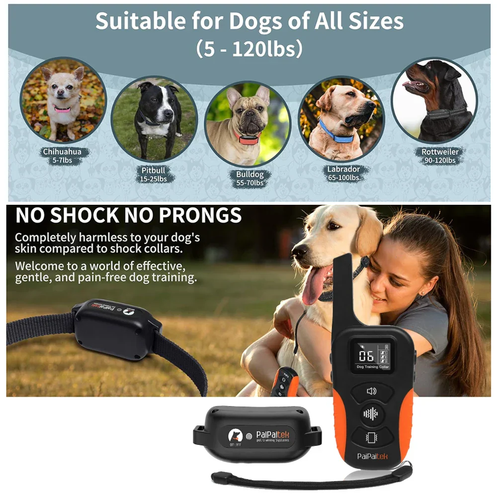 Dog Training Collar No Shock Rechargeable Vibrating Electronic Collar Fall 2025 Waterproof 1000m Safe Bark Control - Image 6