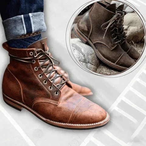 Durable Men Leather Boots - Lace-Up, Full-Grain, Work - Image 3
