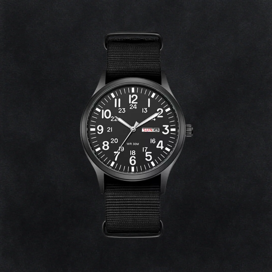 Durable Men’s Hiking Watch – Waterproof Stainless Steel Case, Nylon Strap, 42mm – Green Black - Image 13