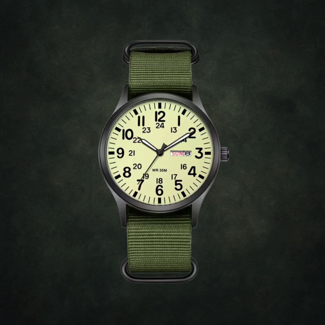 Durable Men’s Military-Style Watch – Waterproof, Scratch-Resistant, 42mm Dial – Green Black - Image 10