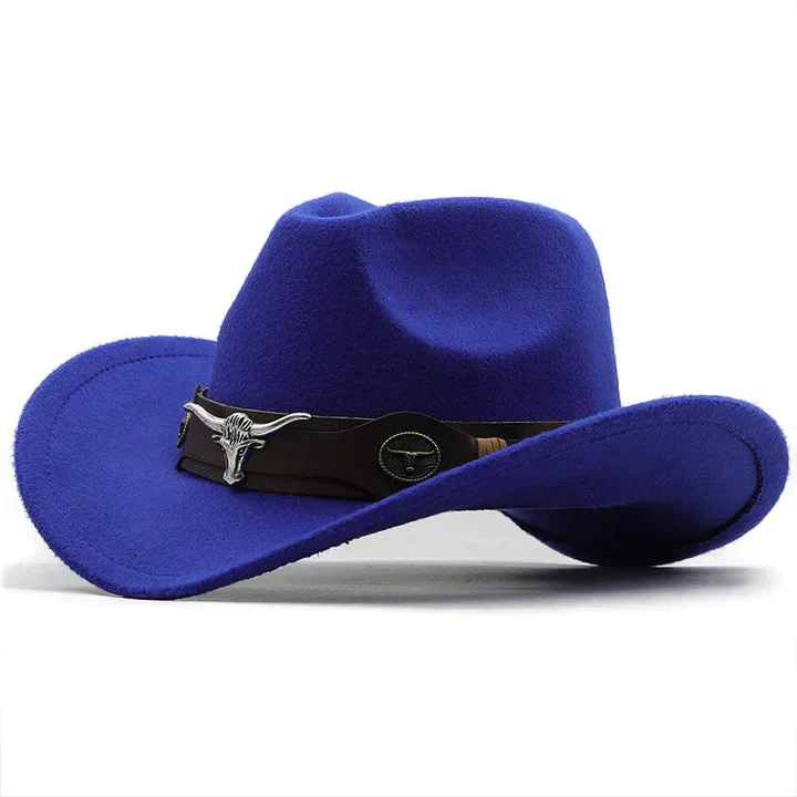 Durable men’s western felt hat – unique bull buckle band, high-quality felt, for outdoor adventures - Image 3