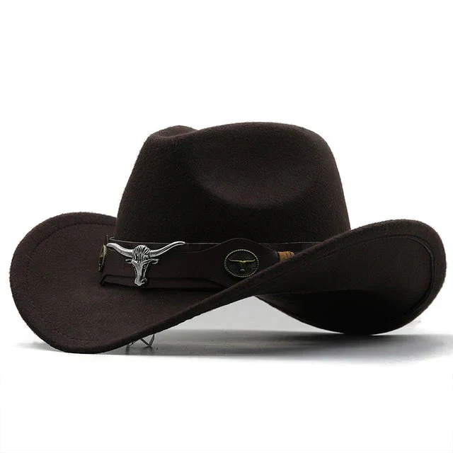 Durable men’s western felt hat – unique bull buckle band, high-quality felt, for outdoor adventures - Image 4