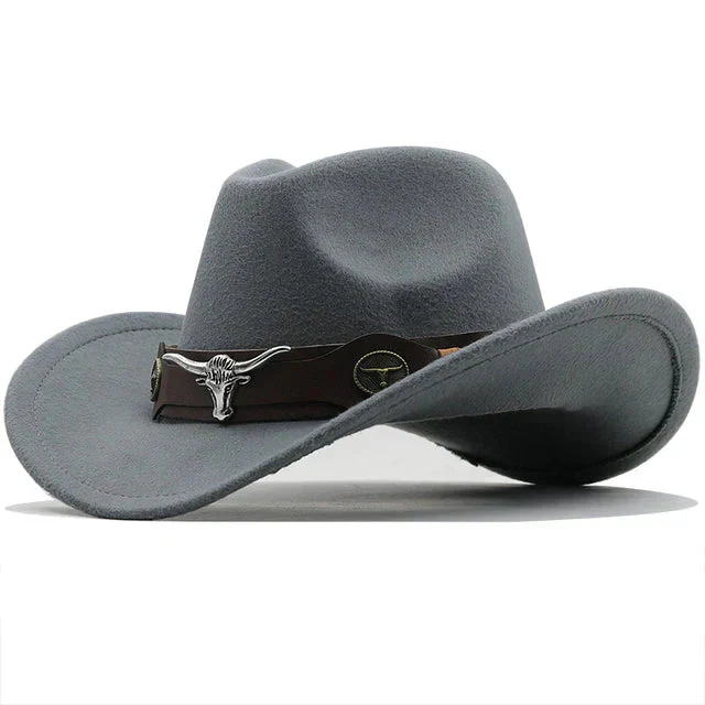 Durable men’s western felt hat – unique bull buckle band, high-quality felt, for outdoor adventures - Image 5