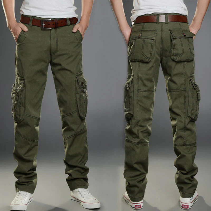 Durable men's cargo pants – tapered fit, cotton blend, for outdoor adventures