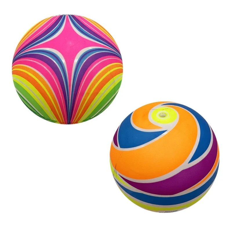 Eco-Friendly Rainbow Ball Toy for Kids, Soft Elastic Leather Ball for Indoor and Outdoor Play, 22 cm Diameter - Image 3