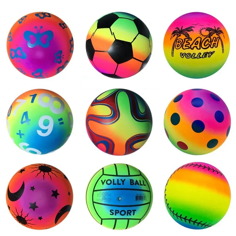Eco-Friendly Rainbow Ball Toy for Kids, Soft Elastic Leather Ball for Indoor and Outdoor Play, 22 cm Diameter - Image 4