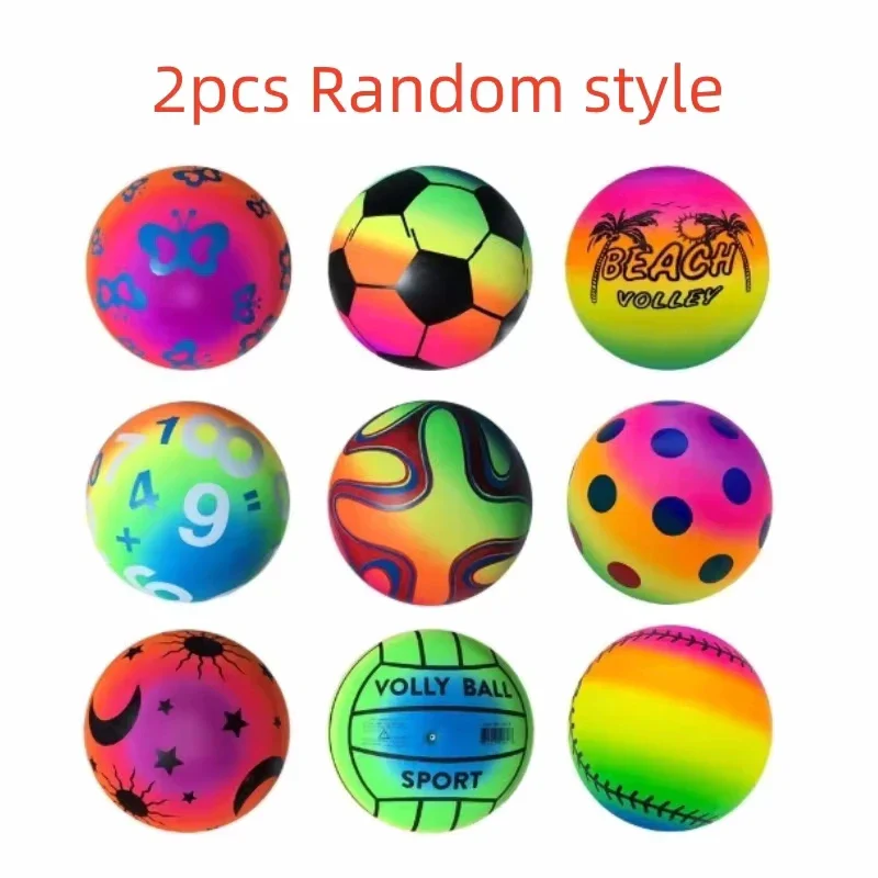 Eco-Friendly Rainbow Ball Toy for Kids, Soft Elastic Leather Ball for Indoor and Outdoor Play, 22 cm Diameter - Image 7