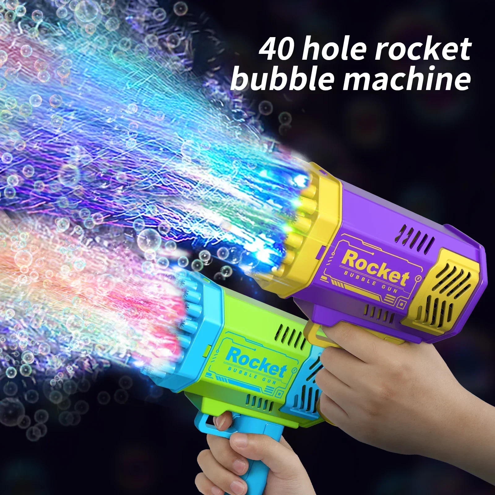 Electric 40-Hole Bubble Blaster Toy - Handheld Outdoor Fun for Kids, No Batteries or Bubble Solution Needed - Image 3