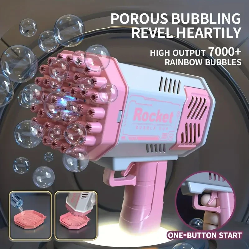 Electric 40-Hole Bubble Blaster Toy - Handheld Outdoor Fun for Kids, No Batteries or Bubble Solution Needed - Image 7