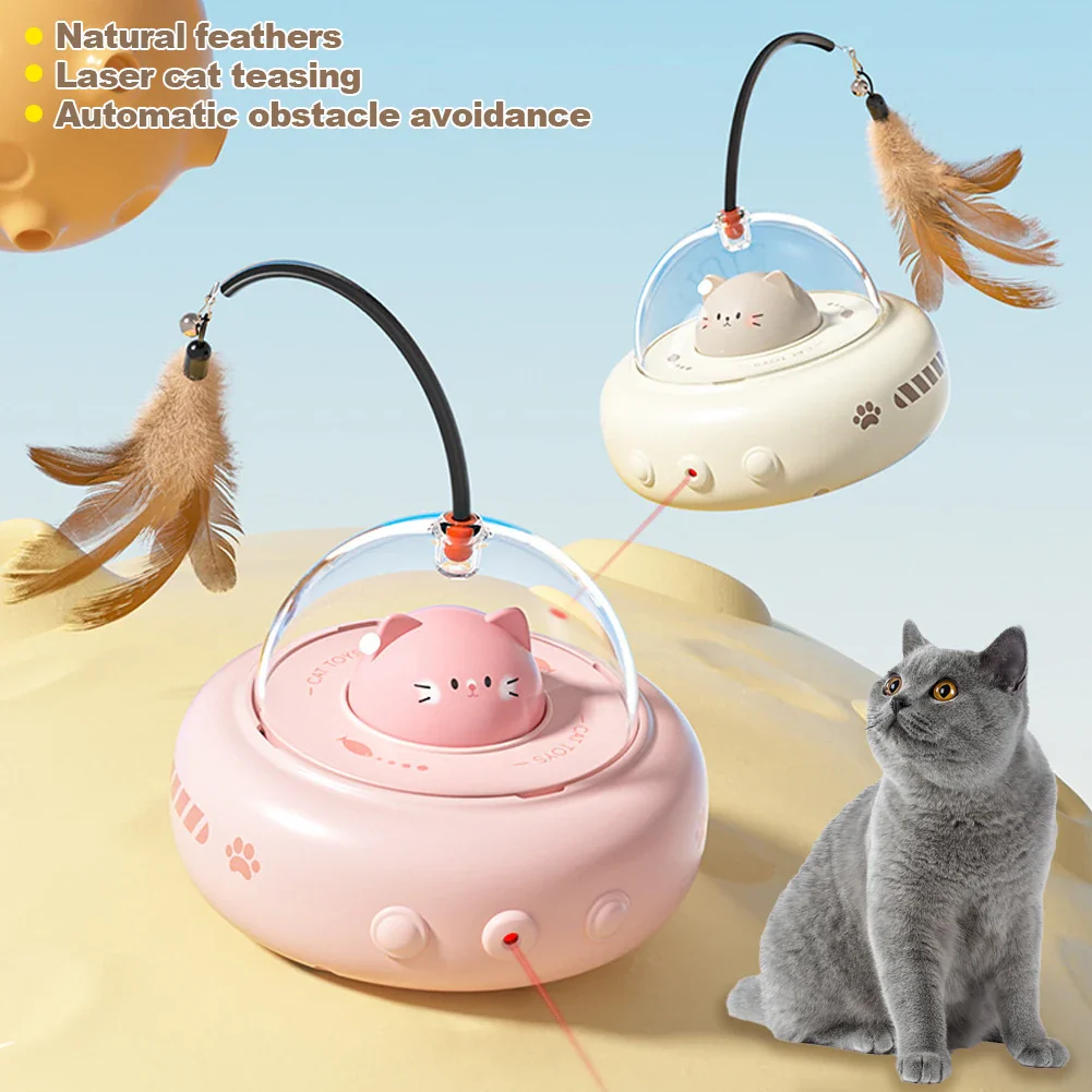 Electric Cat Interactive Toy with Feather Teaser Wand - Rechargeable, Fun for Chasing Training - Image 3