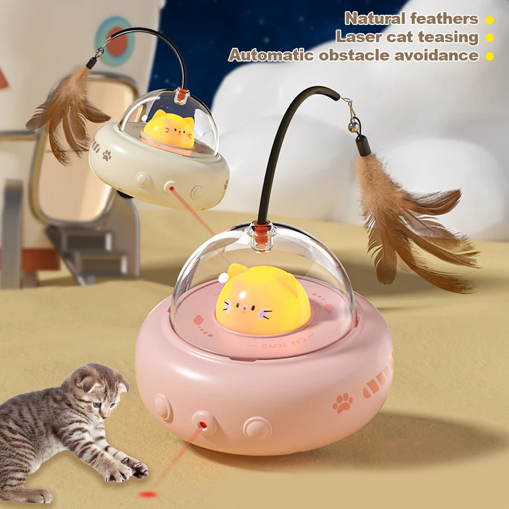 Electric Cat Interactive Toy with Feather Teaser Wand - Rechargeable, Fun for Chasing Training - Image 4